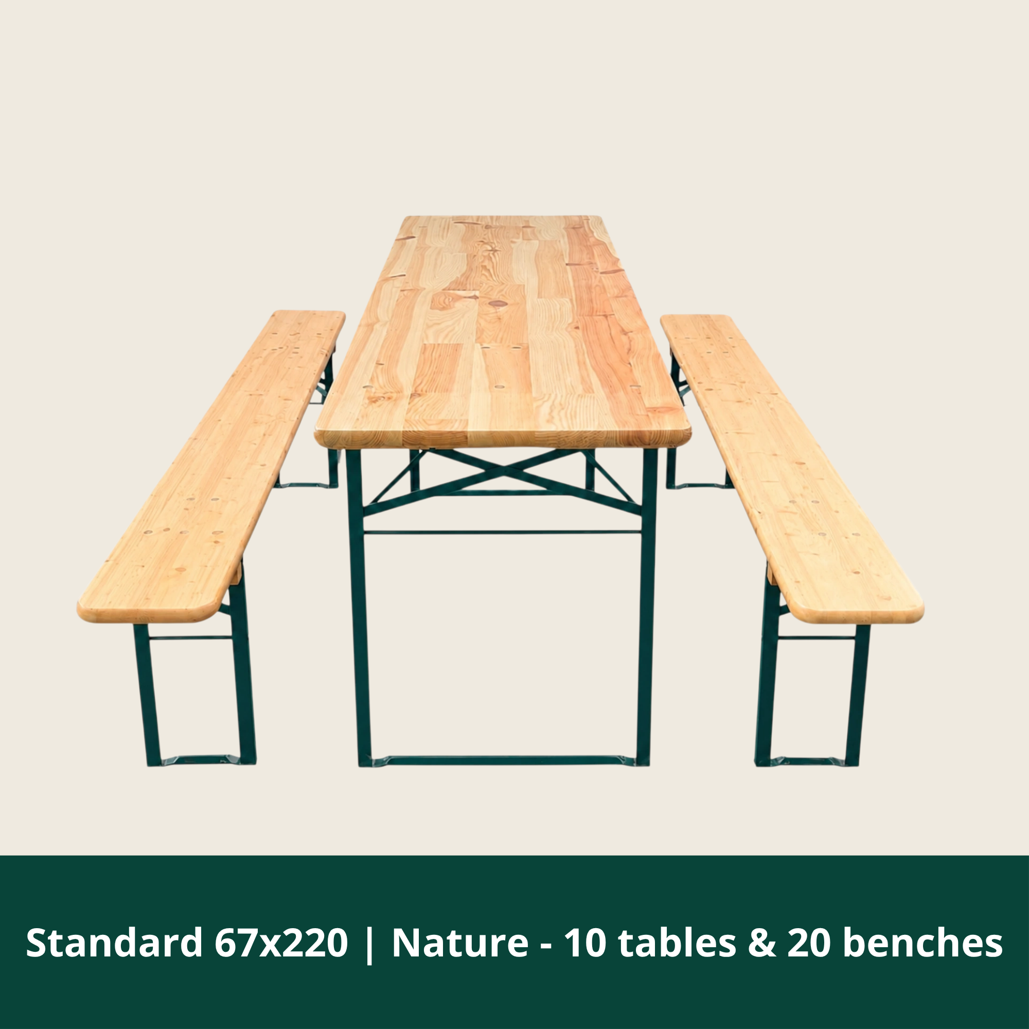 Standard 67x220 | Natural - 10 tables and 20 benches