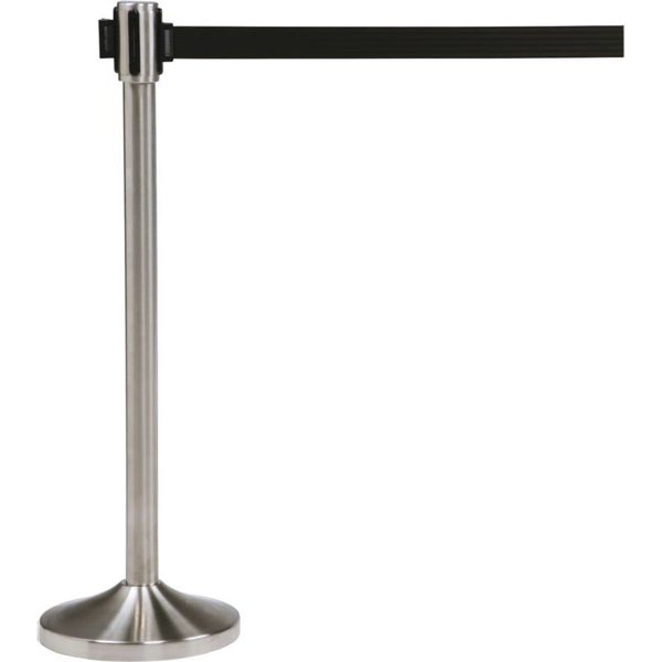 Commercial barrier post with tape