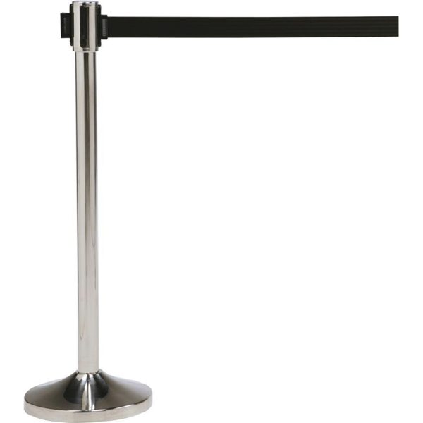 Commercial barrier post with tape