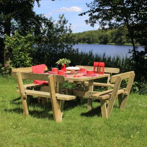 Table/bench set with backrest, rectangular