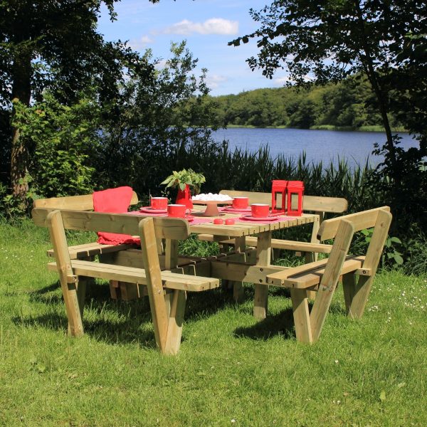 Table/bench set with backrest, rectangular