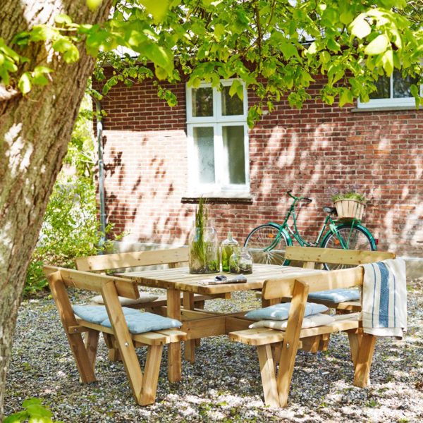 Table/bench set with backrest, rectangular