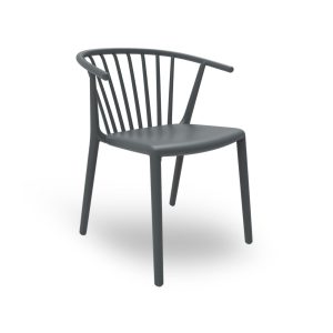 Woody plastic chair with armrests