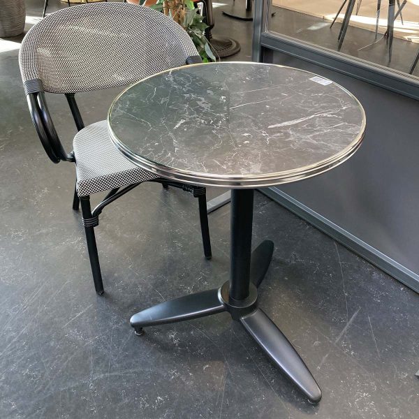 WERZALIT - Marble Marquina tabletop stainless steel ring round